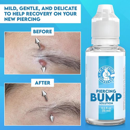 Dr. Piercing Aftercare Keloid Drops – Non-Greasy Saline Solution for Keloid Bump Removal for Piercings - May Reduce Appearance of Nose Piercing Bump, Nose Ear Lip Belly (15 mL)