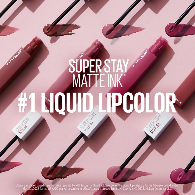 Maybelline Super Stay Matte Ink Liquid Lipstick Makeup, Long Lasting High Impact Color, Up to 16H Wear, Huntress, Muted Grey, 1 Count, Packaging May Vary