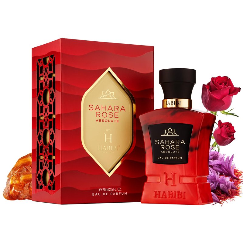 H HABIBI Sahara Rose Absolute Eau de Parfum, Deep Perfume Strength, 75 ml 2.5 fl oz, Luxury Rose Perfume for Men and Women, Long Lasting Arabian Perfume, Made in USA
