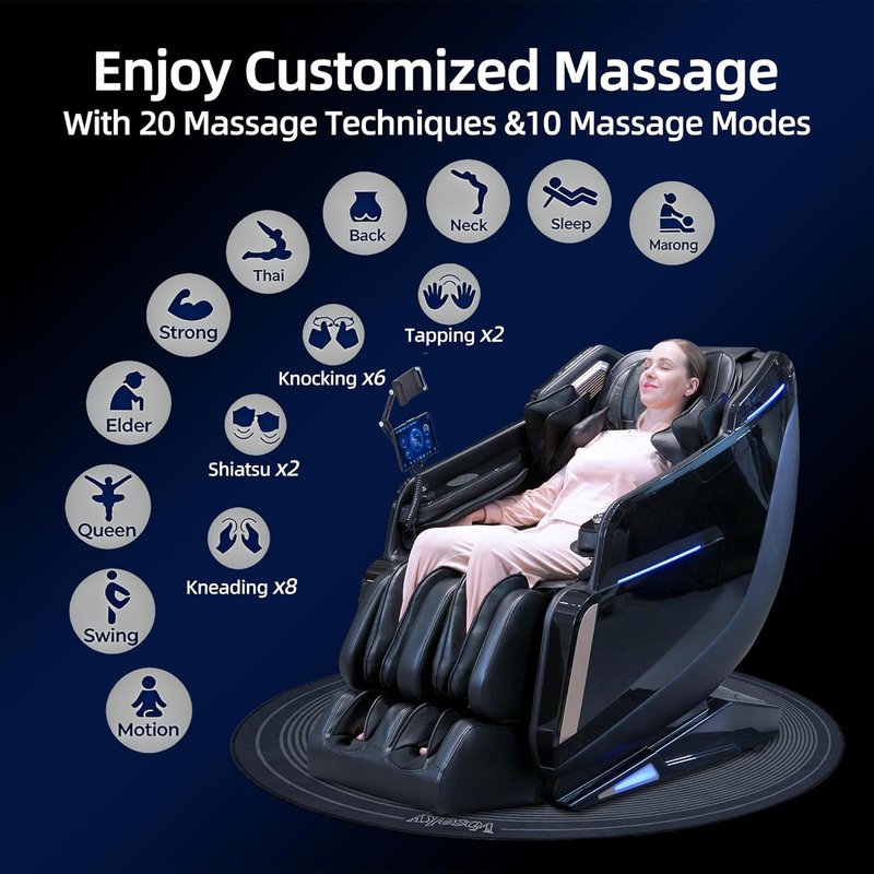 4D Massage Chair - Full Body Shiatsu Recliner with Heat & AI Voice Control | Zero Gravity Design, Foot Roller, 3-Zone Heating