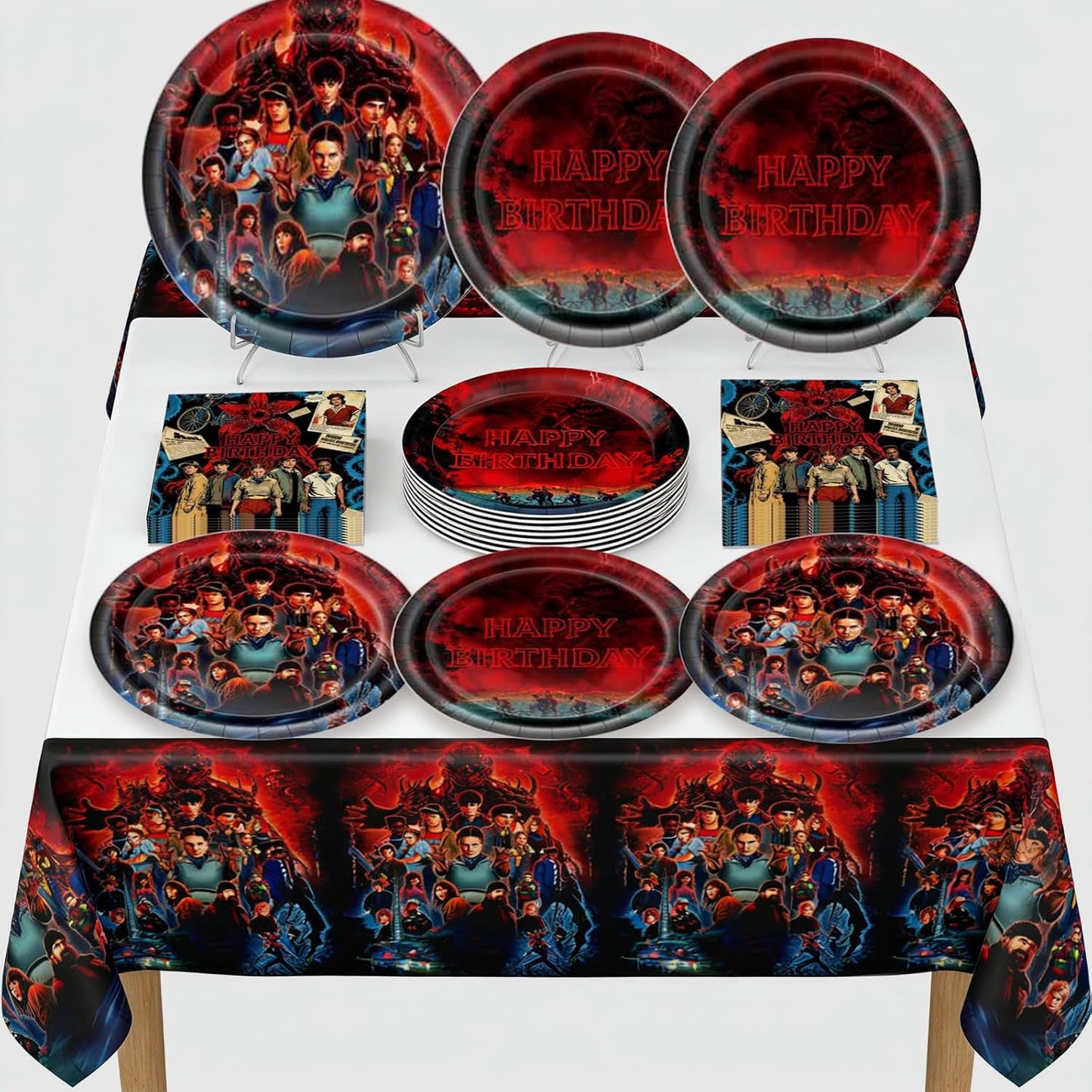 Stranger Things 61-Piece Tableware Set - Movie Theme Birthday Party Decorations for 20 Guests