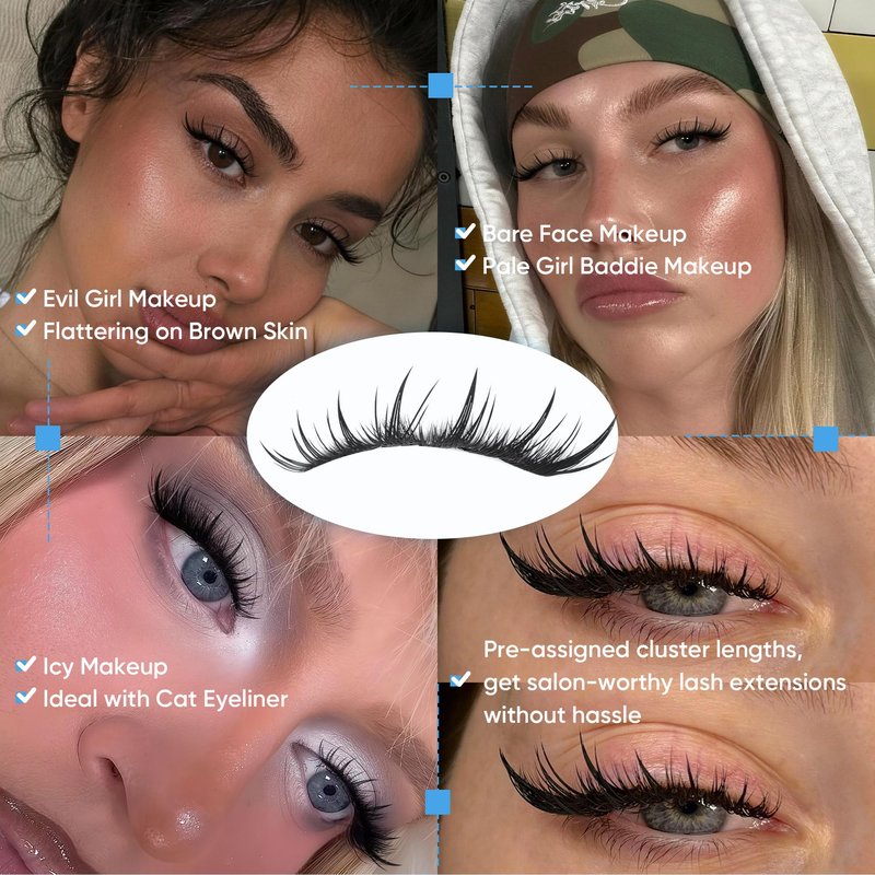 Fox Eye Lash Clusters Manga Eyelash Clusters Wispy Cluster Eyelash Extensions Spiky Cat Eye Lashes Vixen Lash Cluster Pre-Mapped Left Right Eyelash Extensions by Eefofnn