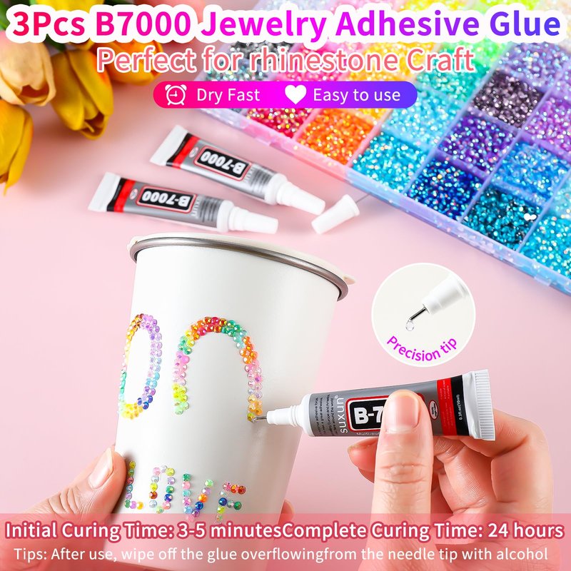 OPMADM 41000Pcs Bedazzler Kit with Rhinestones and Tools 40 Colors 3mm Resin Flat Back Rhinestones for Bedazzling Kit DIY Multicolor Bedazzling Gems for Crafting Clothes Cup Shoes Nail Face