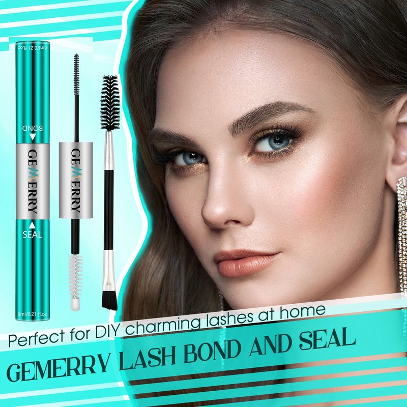 GEMERRY Lash Bond and Seal Waterproof 12ml Lash Glue for Lash Clusters Strong Hold for 72-96 Hours Lash Cluster Glue Mascara Eyelash Glue for Self Use at Home