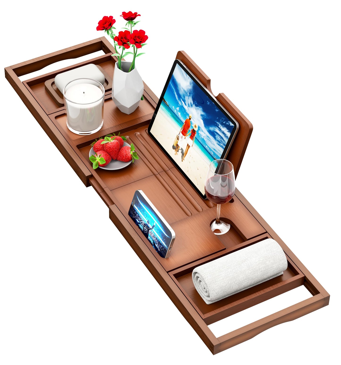 Premium Bathtub Tray Caddy - Bath Table Tray for Bathtub - Bath Tub Tray Table for Bathtub, Expandable Size, Fits Most Bath Tubs
