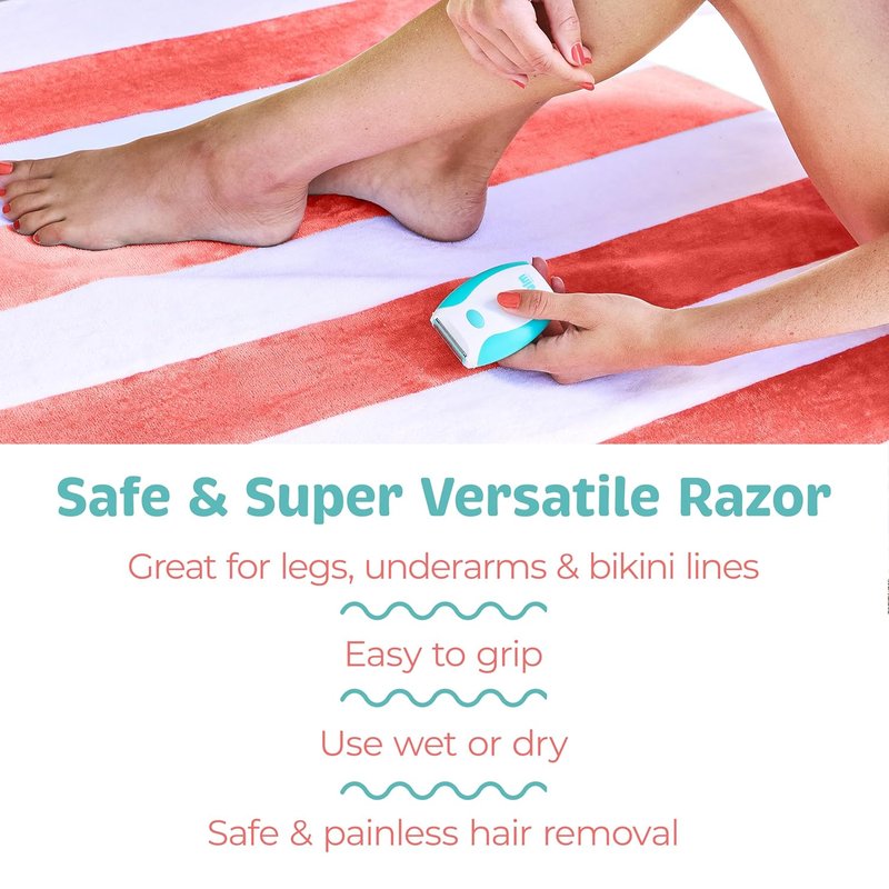 PalmPerfect Electric Shaver for Women - Bi-Directional Triple Blade Razor for Legs & Bikini Line - Portable Wet/Dry Design