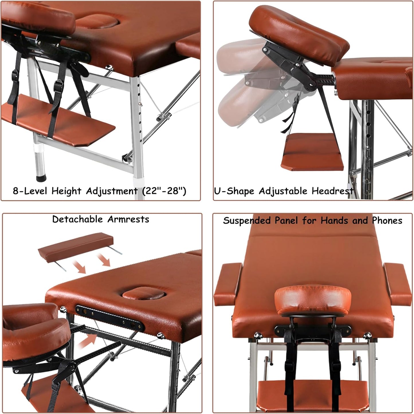 Skiennix Portable Massage Table - Foldable Spa Bed for Estheticians | 24" Wide, Adjustable Height