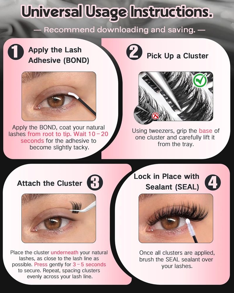 D Curl Fluffy Lash Clusters Kit | 144 PCS Thick Wispy Eyelashes, 10-18mm Natural Look, Waterproof DIY Extensions