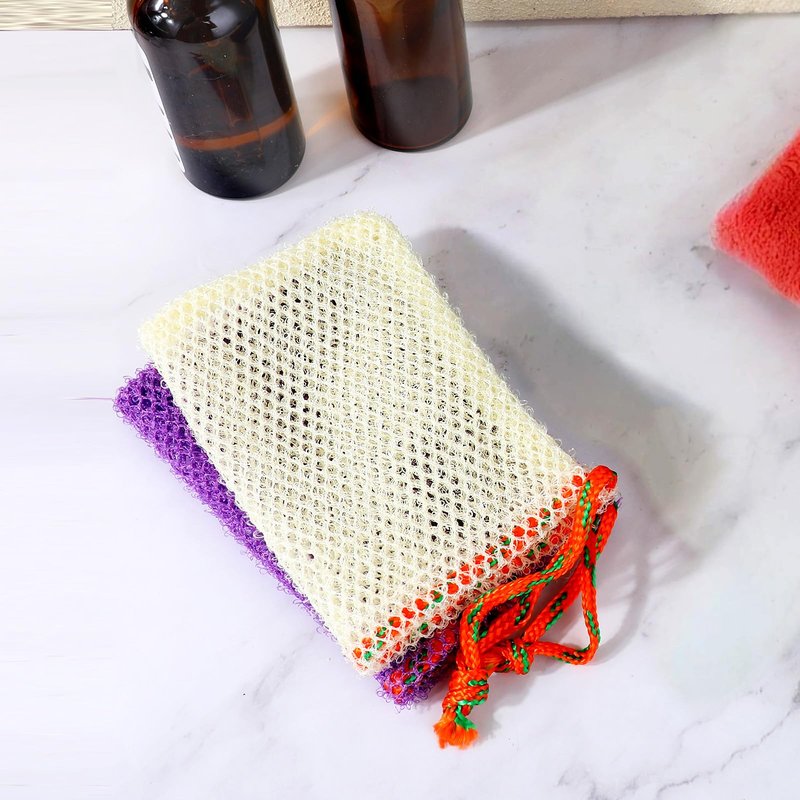 2 Pack Soap Bags Soap Savers for Bar Soaps Exfoliating Net Mesh for Shower Holder Shampoo Bar Pouch Mesh Foaming Bag for Bath and Shower(2 Colors, 5.5 x 3.5 In)