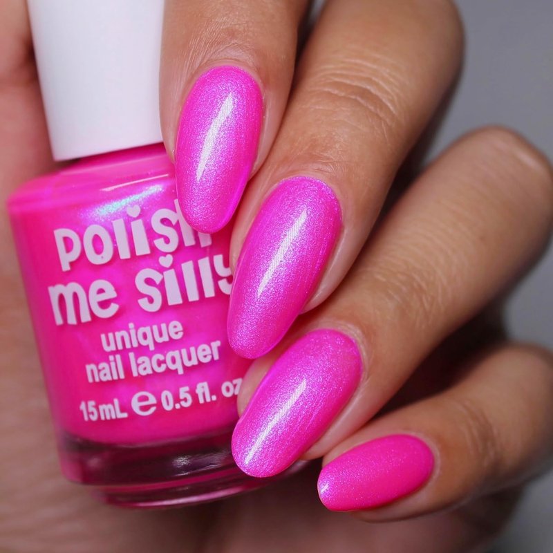 Barbee On The Glow Neon Pink & Blue Mylar Oil Slick Nail Polish | Multi-Color Shifting Effect