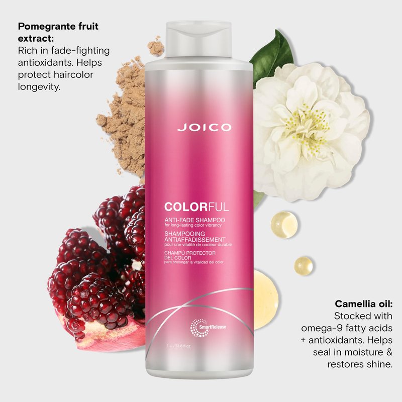 Joico Colorful Anti-Fade Shampoo | For Color-Treated Hair | Preserve Hair Color & Vibrancy | Boost Shine & Reduce Breakage | Sulfate Free | With Camellia Oil & Pomegranate Extract | 33.8 Fl Oz