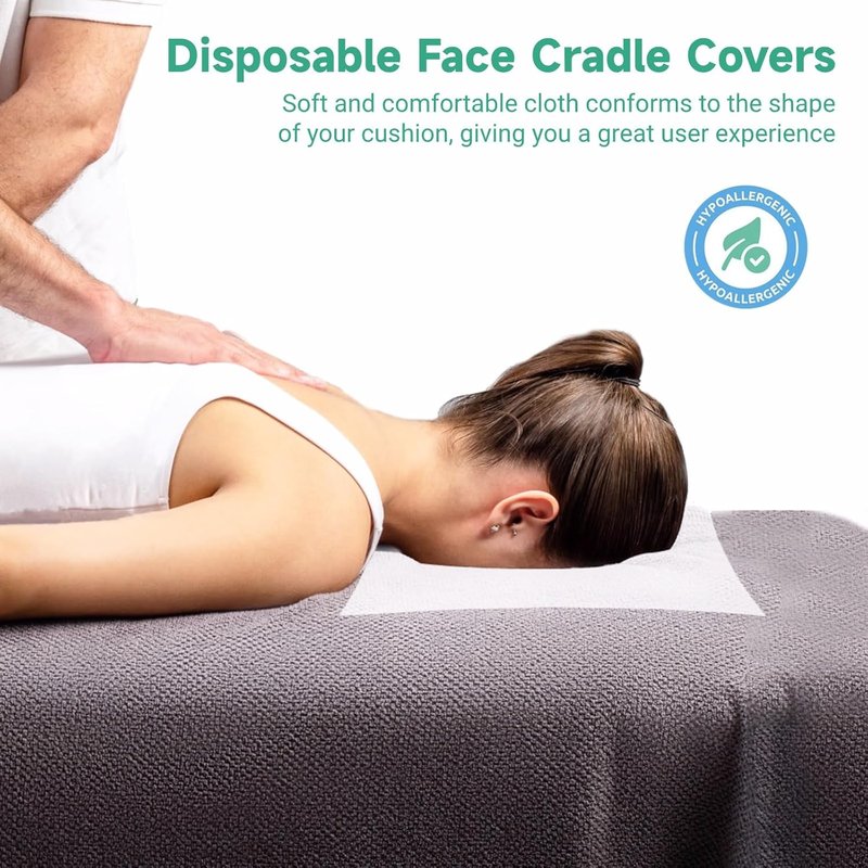 1000 Pcs Disposable Face Cradle Covers For Massage Table, Non-Woven Face Cradle Covers For Massage Table with Nose Slit for Spa and Therapy Tables, Ultra-Soft Hygienic Face Sheet Covers, 19.7 x 15.8"