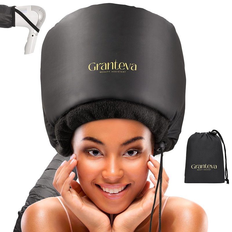 Hooded Hair Dryer w/A Headband Integrated That Reduces Heat Around Ears & Neck - Hair Dryer Hooded Diffuser Cap for Curly, Speeds Up Drying Time, Safety Deep Conditioning At Home