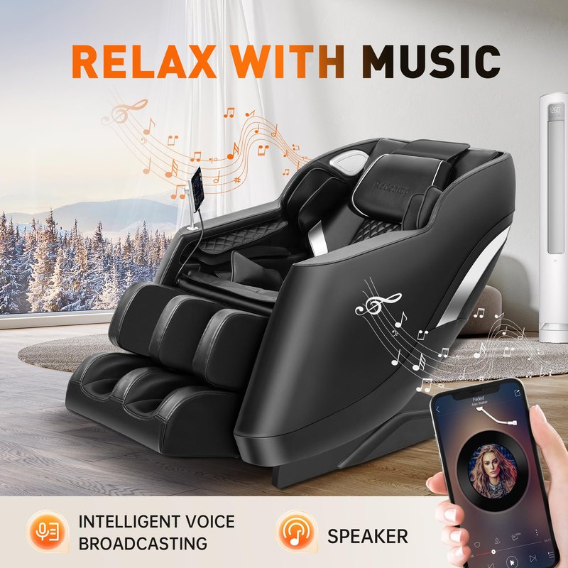 Massage Chair Full Body, Fully Assembled: with 8-Point Fixed Nodes, Zero Gravity, Waist & Leg Heating, Airbag Massage, Bluetooth Music, LED Remote, Foot Rollers, Auto Programs, Adjustable Calf