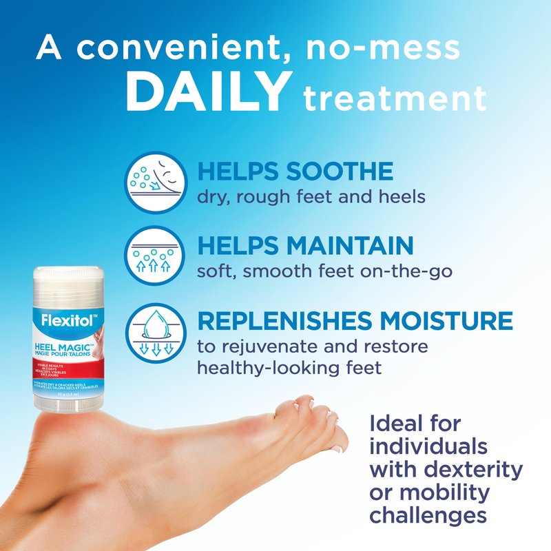 Flexitol Heel Magic Stick, Cracked Heel Cream & Foot Balm, Urea-Based Moisturizing Stick with Shea Butter & Vitamin E, 2.5 oz