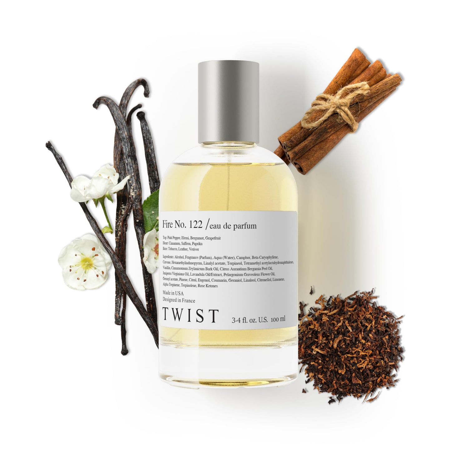 Twist Fire No. 122 - Inspired by Spicebomb V&R, Long-Lasting Perfume for Men, Vegan, Clean Ingredients, Cinnamon & Tobacco – Spray 100 ml | 3.4 fl. oz.