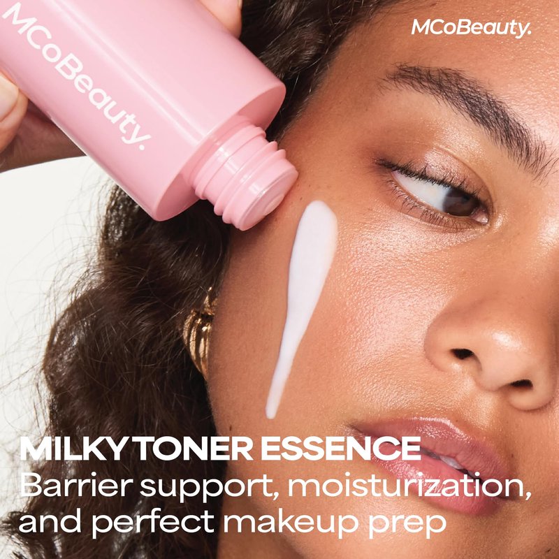MCoBeauty Hydrate & Prepare Milky Toner - Ceramide Hyaluronic Acid Toner Essence for Plump Dewy Glazed Skin - Calming Hydrating Face Milk - Makeup Prep for Dry Sensitive Skin - Vegan & Cruelty Free