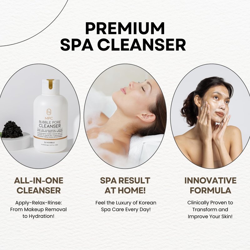 La Noubelle MPC Bubble Pore Cleanser, Korean Face Wash, Gentle Deep Pore Facial Cleanser with Caviar, Blackhead Makeup Remover, Pore Minimizer, Hydrating, Exfoliator, Oily, Dry Skin 5.07 fl oz