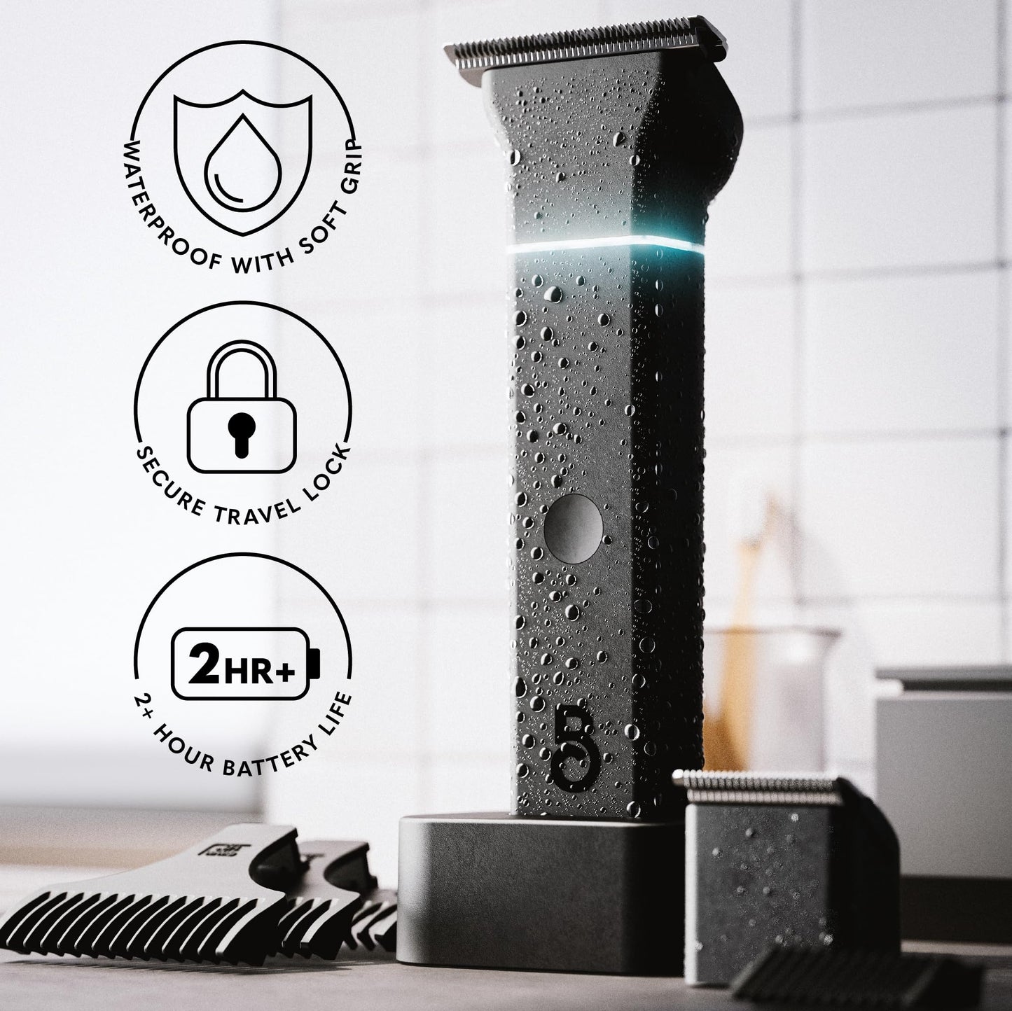 The Beard Club Manscape Body Hair Trimmer for Men, Pubic Hair Trimmer for Men & Ball Trimmer - Mens Body Shaver, Ceramic Blade Ball Shaver - Rechargeable, Electric, Waterproof Wet or Dry Clippers