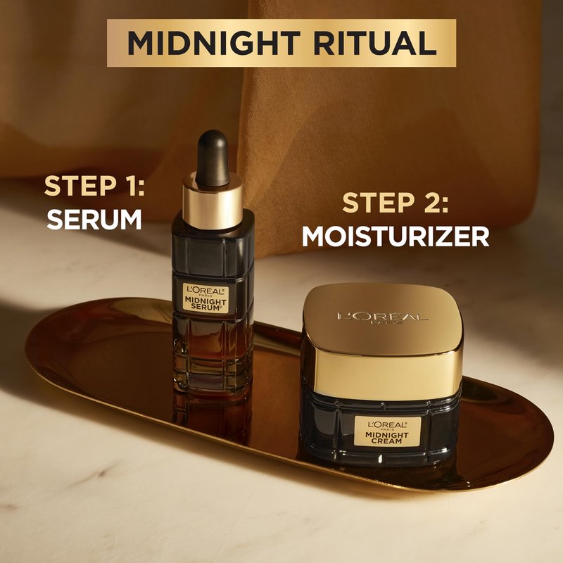 L'Oreal Paris Age Perfect Anti-Aging Midnight Face Cream, Fragrance-Free Face Moisturizer with Shea Butter and Antioxidants to Reduce Wrinkles and Firm Skin, 1.7oz + Serum Sample