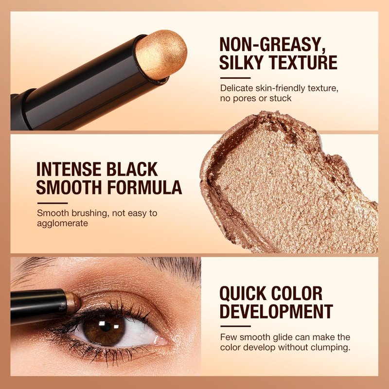 LANGMANNI 8Colors Dual-Ended Cream Eyeshadow Stick Set – Silky Smooth, Waterproof & Transfer-Proof, Built-in Blender Brush, All-Day Matte & Shimmer Wear Eye Makeup(#A)