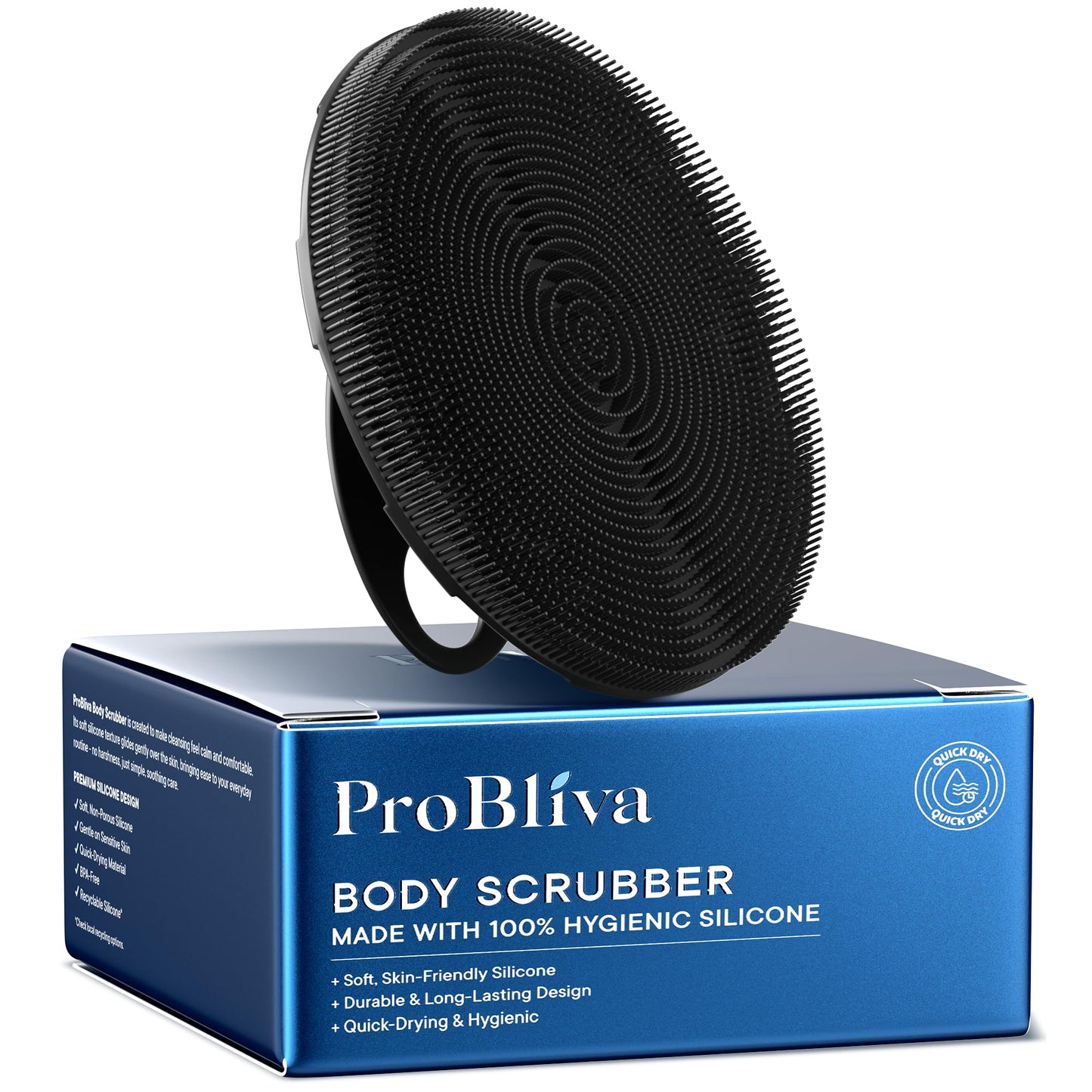 ProBliva Silicone Body Scrubber for Shower - Gentle Exfoliating & Lather Boosting Soft Silicone Cleansing Brush, Deep Clean for Sweat- and Moisture-Prone Areas with Body Wash, for Men & Women