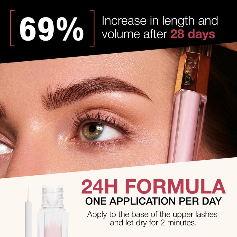 ROSEGOLD ROSELASH Growth Serum for Fuller, Longer, Thicker Lashes - 95% Natural Made in France - Hormone-Free, Fragrance-Free - Vegan