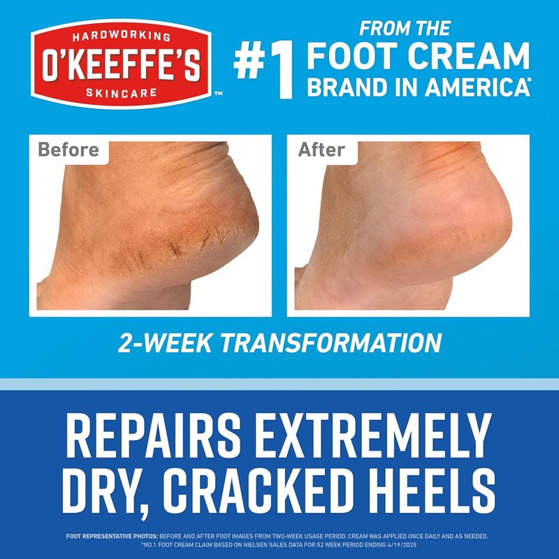 O’Keeffe’s Heel Repair Kit - Intense Renewal Foot Cream & Reusable Foot Sleeves | Exfoliates & Softens Dry Heels (1 Pair)