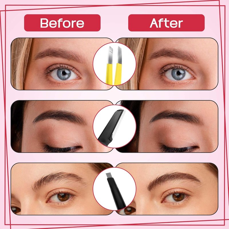 8-in-1 Eyebrow Grooming Kit for Men & Women - Precision Tweezers, Razor, Scissors & Brush | Luxury Padded Case