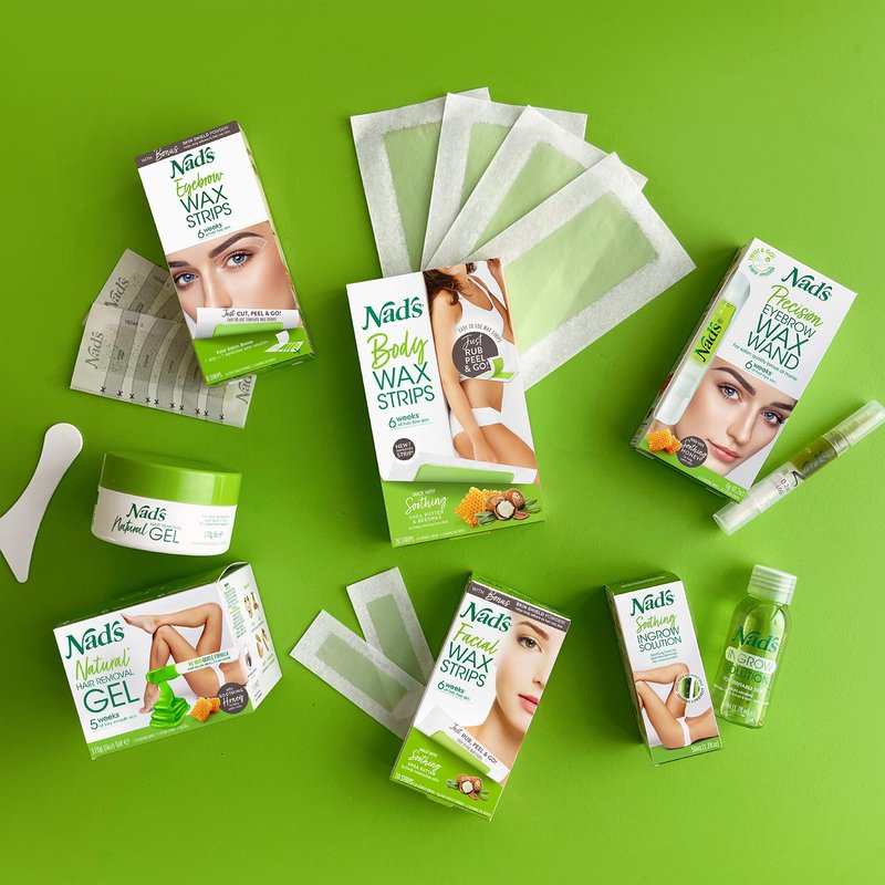 Nad's Facial Wax Strips - Hypoallergenic All Skin Types - Facial Hair Removal For Women - At Home Waxing Kit with 20 Face Wax Strips + 4 Calming Oil Wipes + Skin Protection Powder, (Pack of 2)