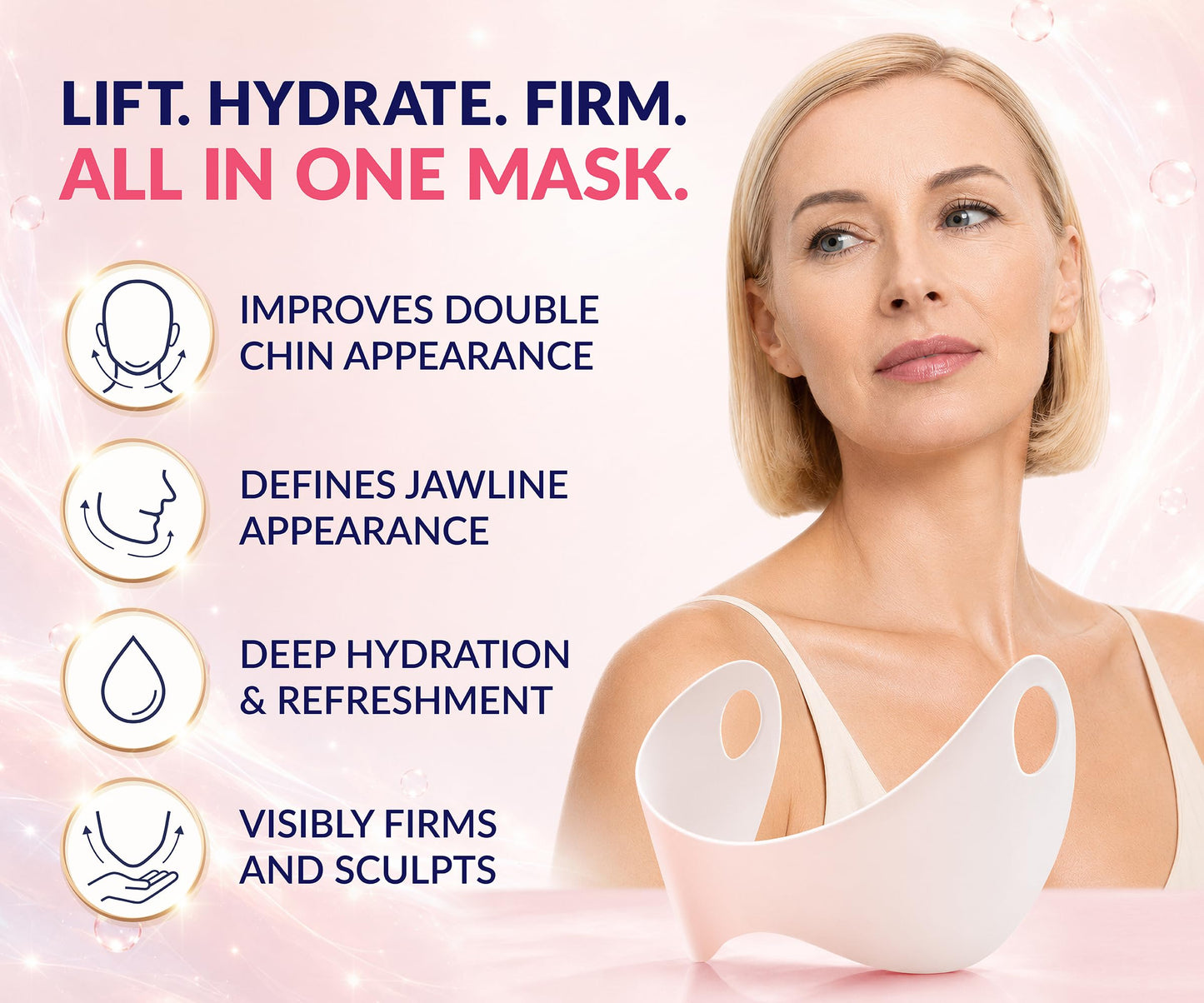 Stylia V Line Lifting Collagen Mask - Lift, Firm & Contour Jawline - Tightening Double Chin Strap with Hyaluronic Acid & Aloe - Neck Tightening and Lifting Mask - Jawline Shaper Face Lift Tape (10PC)