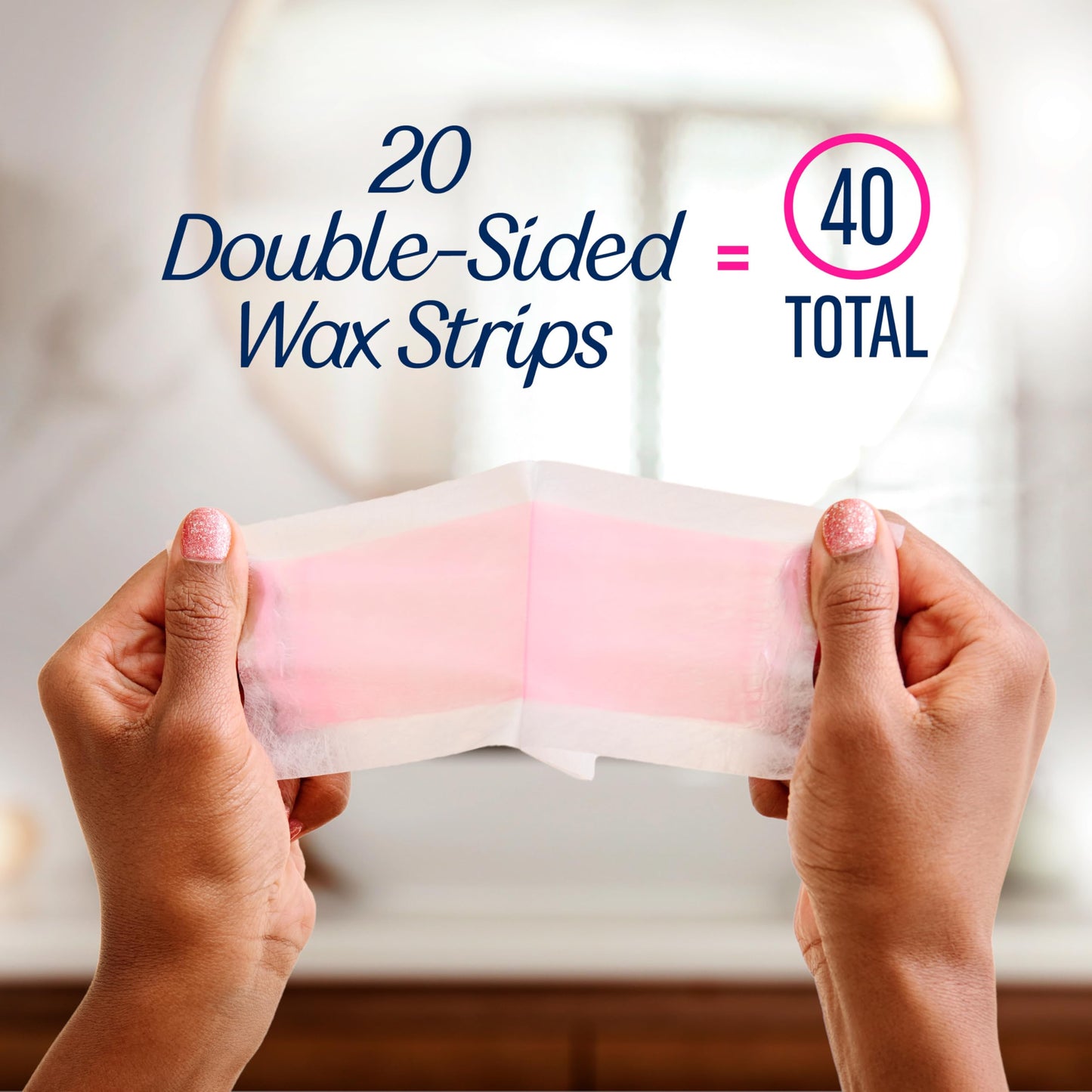 VEET Ready-To-Use Waxing Kit For Women, Wax Strips For Body Hair Removal, Wax Kit For Legs and Body, Personal Care Product, Hair Remover, 40ct Waxing Strips (20 Double-Sided), 4ct Body Wipes
