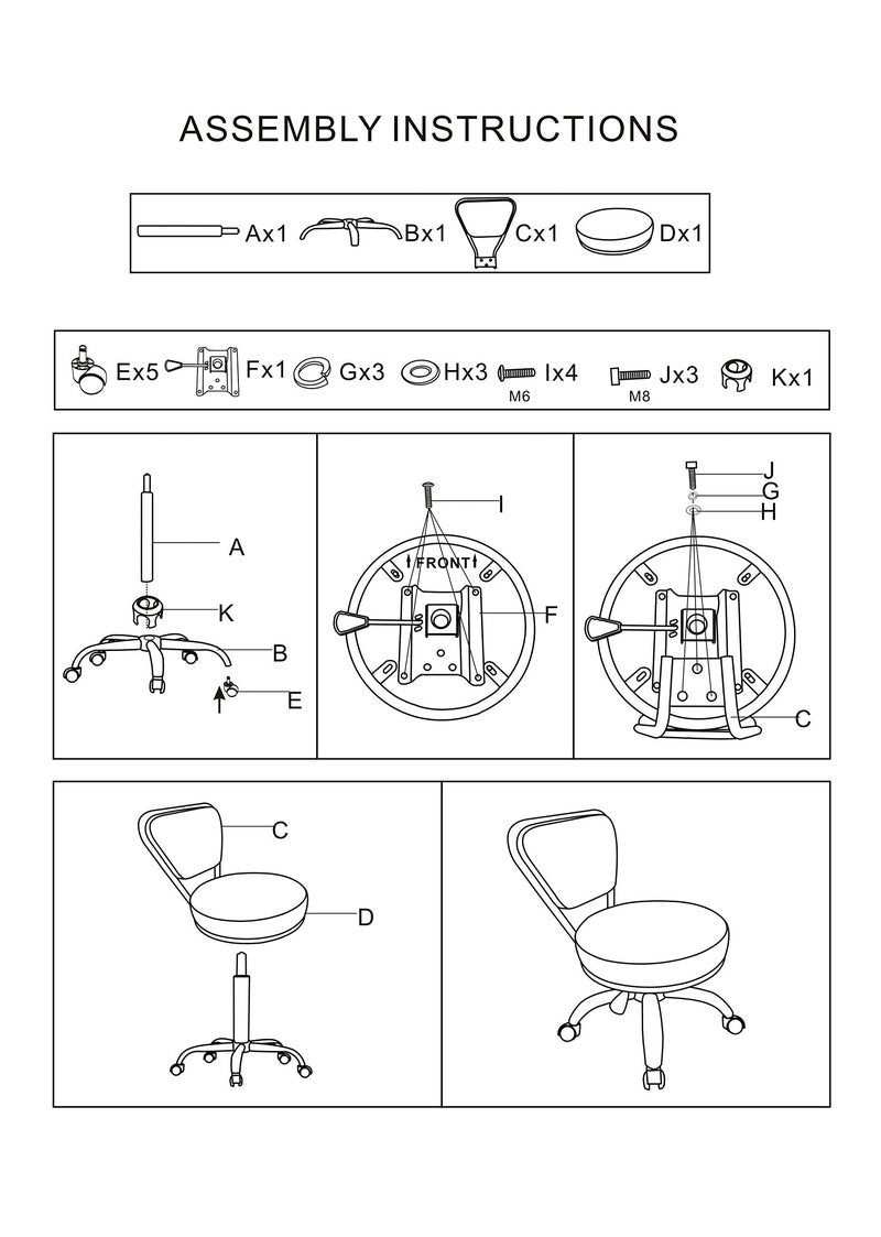 MAYAKOBA Salon Nail Pedicure Stool Pedicure Chair Dayton Black Pneumatic, Adjustable, Rolling Salon Furniture & Equipment