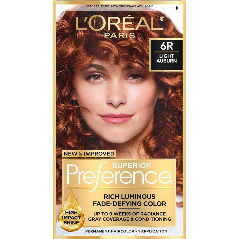L'Oreal Paris Hair Color - Superior Preference Light Auburn 6R | Fade-Defying, Up to 9 Weeks of Radiance