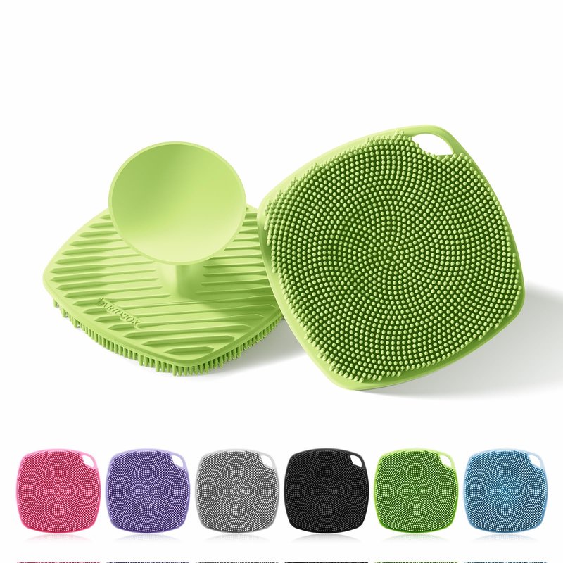 ARIOSOX Silicone Body Scrubber, Bath Brush,Gentle Texture Exfoliating Body Scrubber for Men and Women On Sensitive Skin, Soft Scrubber Builds Up Lather, Deep Skin Clean (Green)