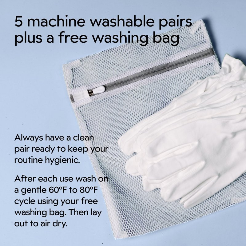 Clearbody Organics 100% Organic Cotton Gloves for Dry Hands Sleeping - Breathable Cotton for Eczema - Moisturizing Gloves Overnight (5 Pairs, Size M)