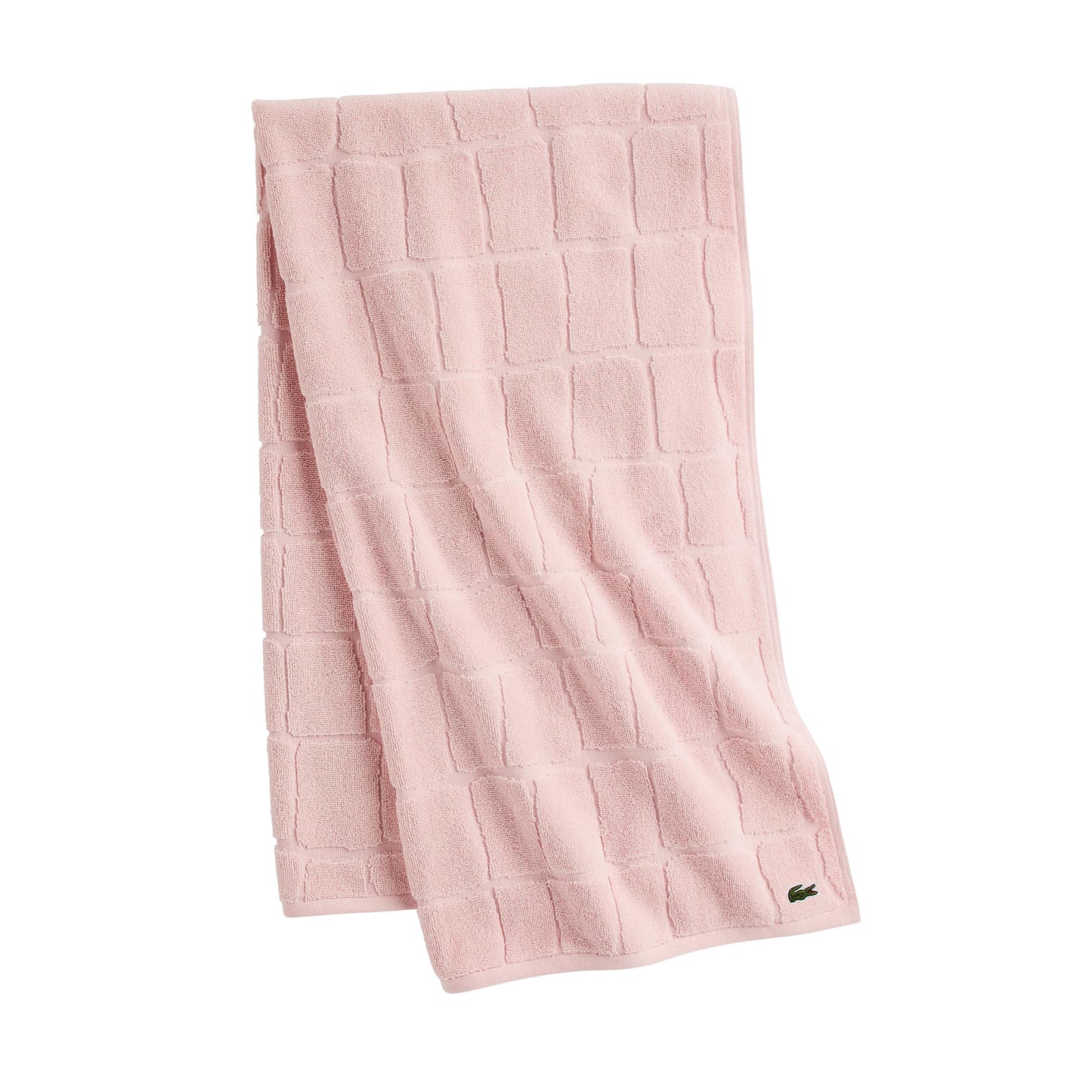 Lacoste Croc Scale 100% Cotton Bath Towel – Highly Absorbent, Ultra Soft & Quick Drying Luxury Jacquard Towel with Embroidered Crocodile, Premium Bathroom Essential, Light Pink, 30" x 56"