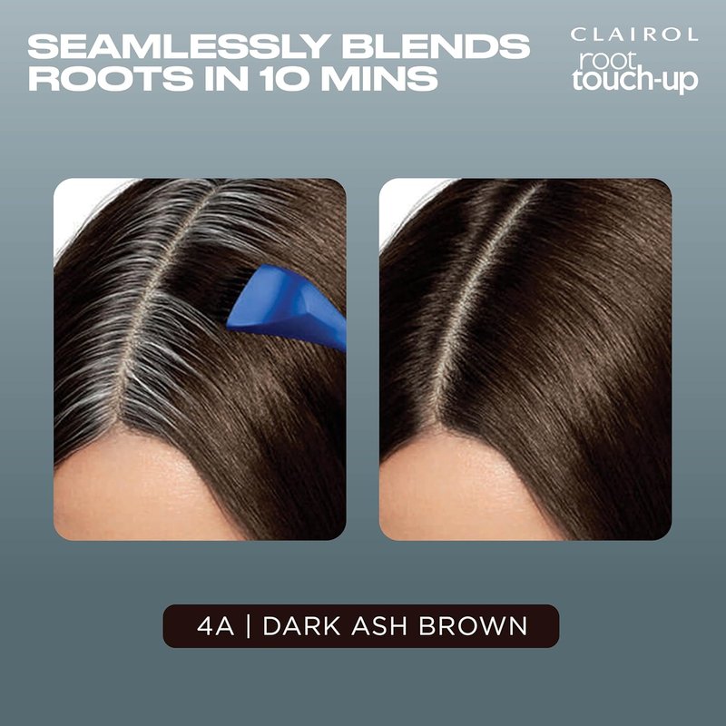 Clairol Root Touch-Up Permanent Hair Dye - 4A Dark Ash Brown | 100% Gray Coverage, Easy Brush Application | Pack of 2