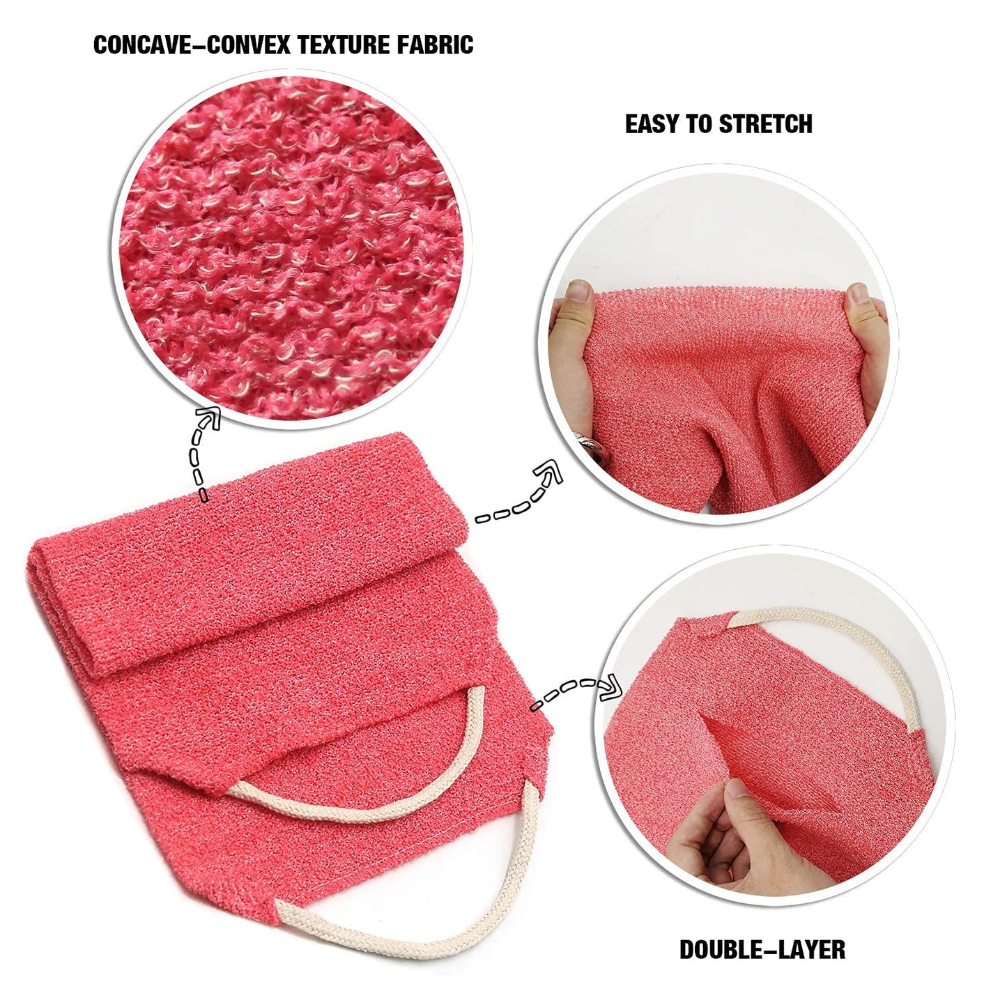 Evridwear Exfoliating Back Scrubber for Shower - Double-Sided Body Scrubber with Handles, Deep Clean, Massage & Exfoliate Back Washer for Men & Women, Invigorates Skin & Circulation