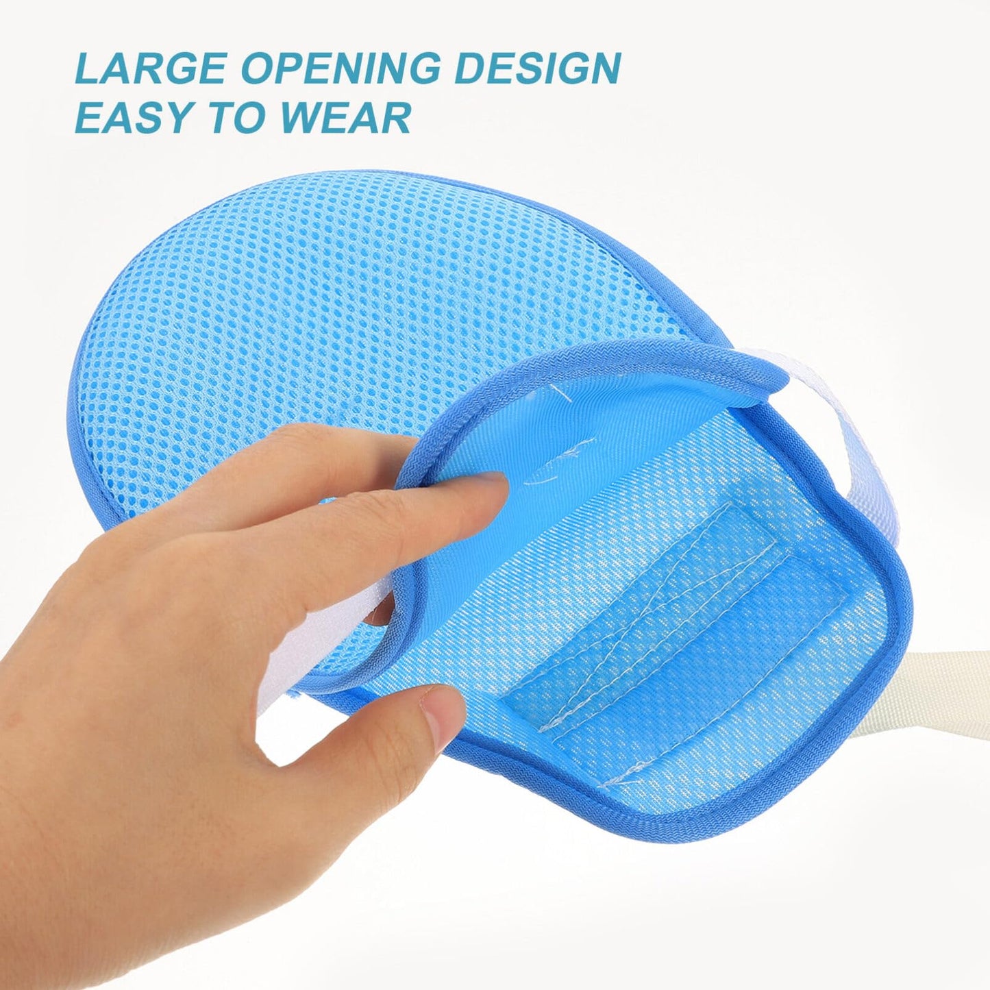 GLEAVI 1pcs Dementia Restraint Glove: Finger Control Mitt Safety Hand Gloves Hand Restraint Mitts Anti-Scratch Dementia Products for Patients Elderly Blue