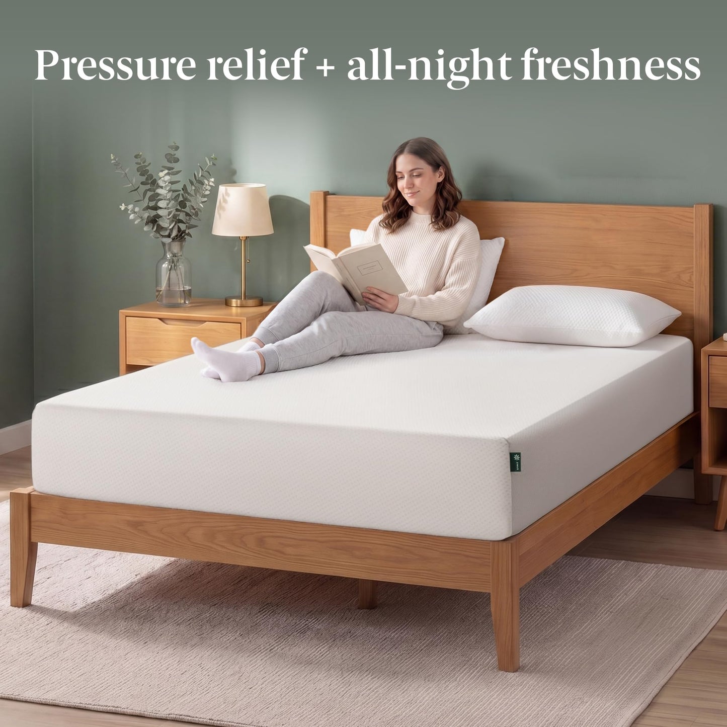 Zinus 6 Inch Full Green Tea Memory Foam Mattress [New Version], Fiberglass Free, Medium Firm Feel, Zoned Pressure Relief, Certified Safe Foams & Fabric, Mattress in A Box