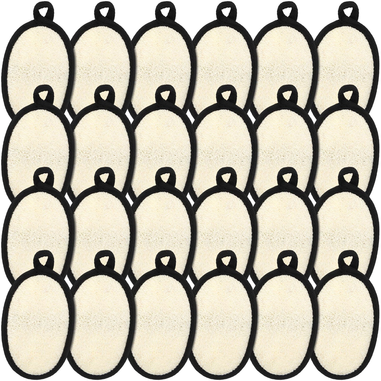 Boao 24 Pcs Loofah Pack Loofah Pads Bulk for Facial Exfoliating Body Bath Shower Mini Sponge Pads Natural Scrubber Brush for Men Women Spa and Travel(Black)