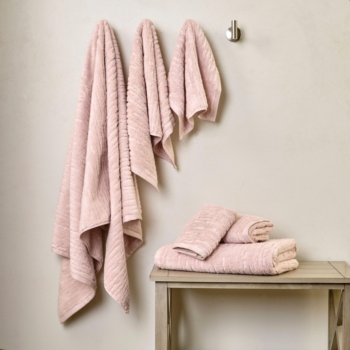 SKL Home CloudSoft 100% Cotton Luxury 2-Piece Hand Towel Set, 600 GSM, Ultra Plush & Absorbent, Blush Pink