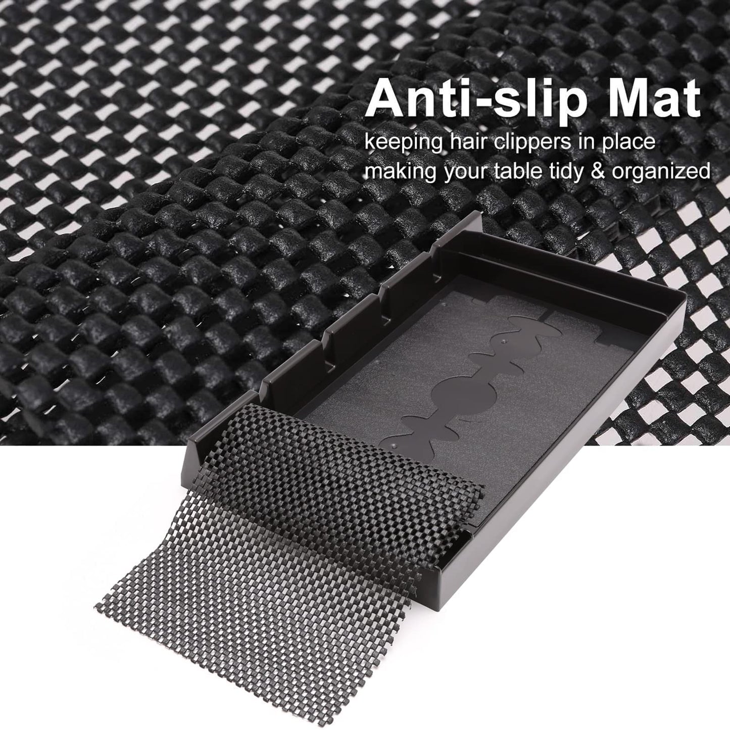 ZIBARBER Barber Clipper Tray Organizer, Trimmer, Corded Clippers Holder for Hairdresser, Salon Station Haircut Tools Keeper with Anti-Slip Mat - 15.7" L x 8.9" (Rectangle)
