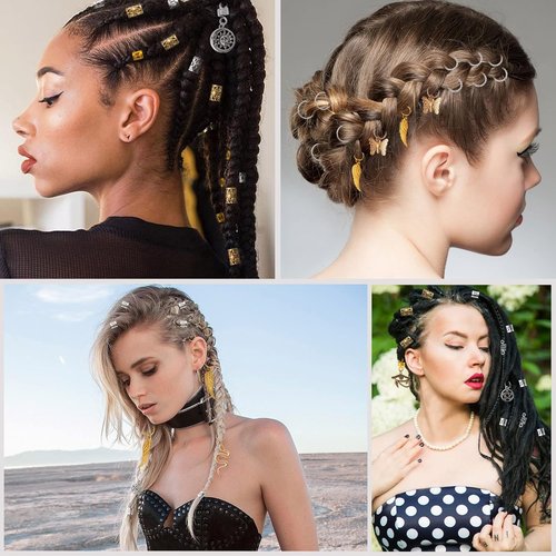 200pcs Dreadlock Hair Beads & Charms Set - Crystal, Metal Coils, Gold/Silver Pendants & Braid Accessories