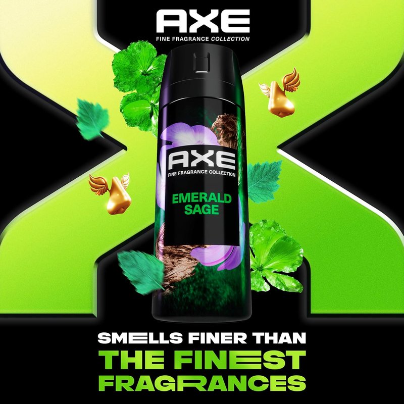 AXE Premium Deodorant Body Spray for Men - Emerald Sage | 72H Odor Protection with Essential Oils, 4 oz
