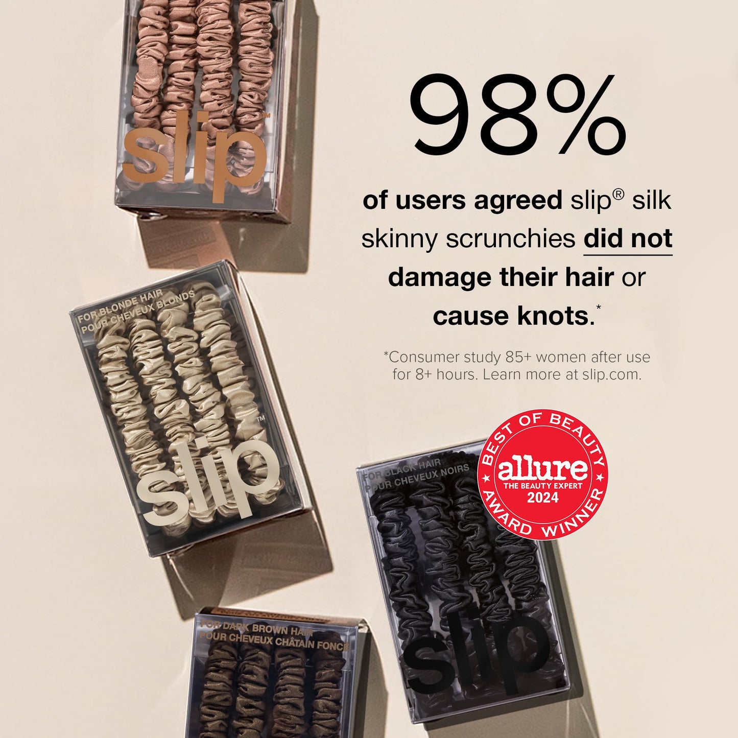 SLIP Amazon Exclusive Skinny Scrunchies: Anti-Crease, Anti-Breakage Slipsilk™ Design Protects Delicate Hair | Includes 3 Pure Silk Scrunchies, Fresh