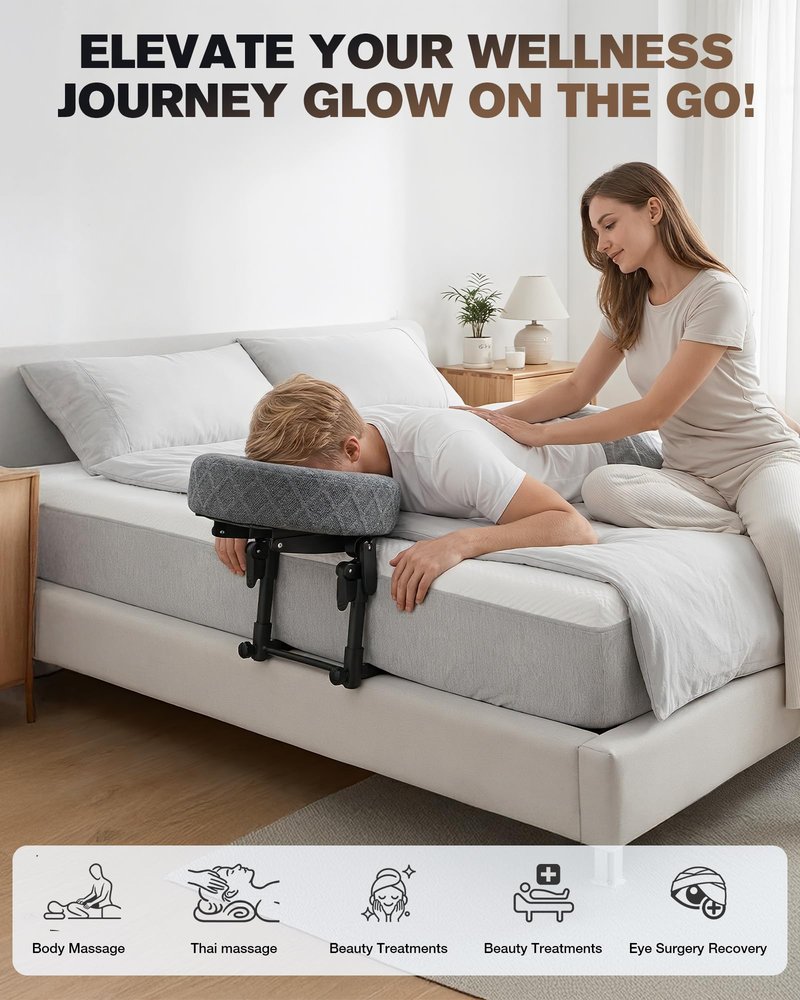Aucoza Massage Headrest for Bed, Massage Face Cradle at Home, Adjustable 18" Height Massage Head Holder for Sleeping Mattress, Comfortable Face Down Pillow After Eye Surgery