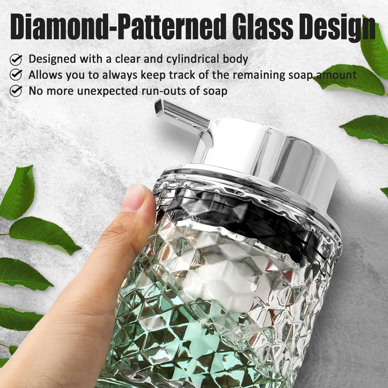 Malachi Foaming Hand Soap Dispenser, Refillable Clear Glass Pump Bottles for Liquid or Lotion, Modern Foam Dispenser for Bathroom, Kitchen, Commercial