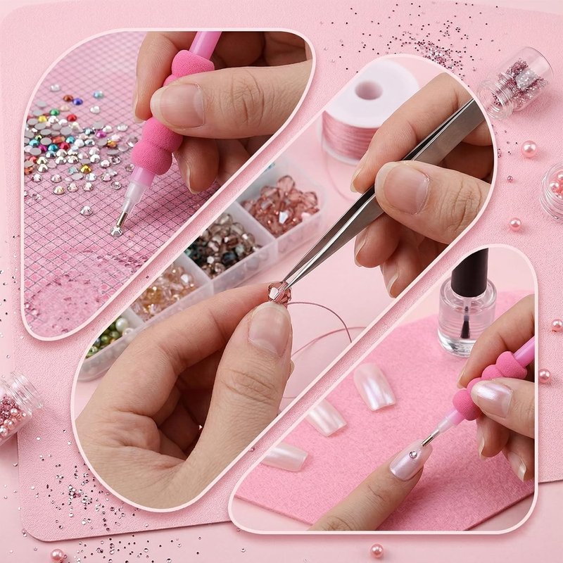 Rhinestone Picker Tool Kit - 30PCS Dual-Head Dotting Pens, Clay Tweezers & Storage Tray for Nail Art & Crafts